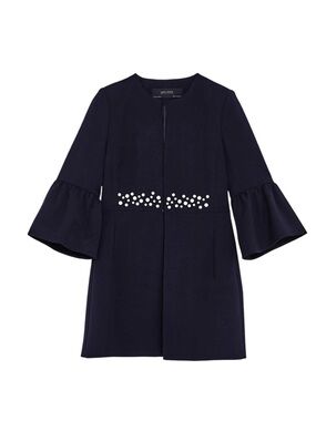 ZARA Navy Pearl Detail Blazer Longline Jacket Elegant Size M